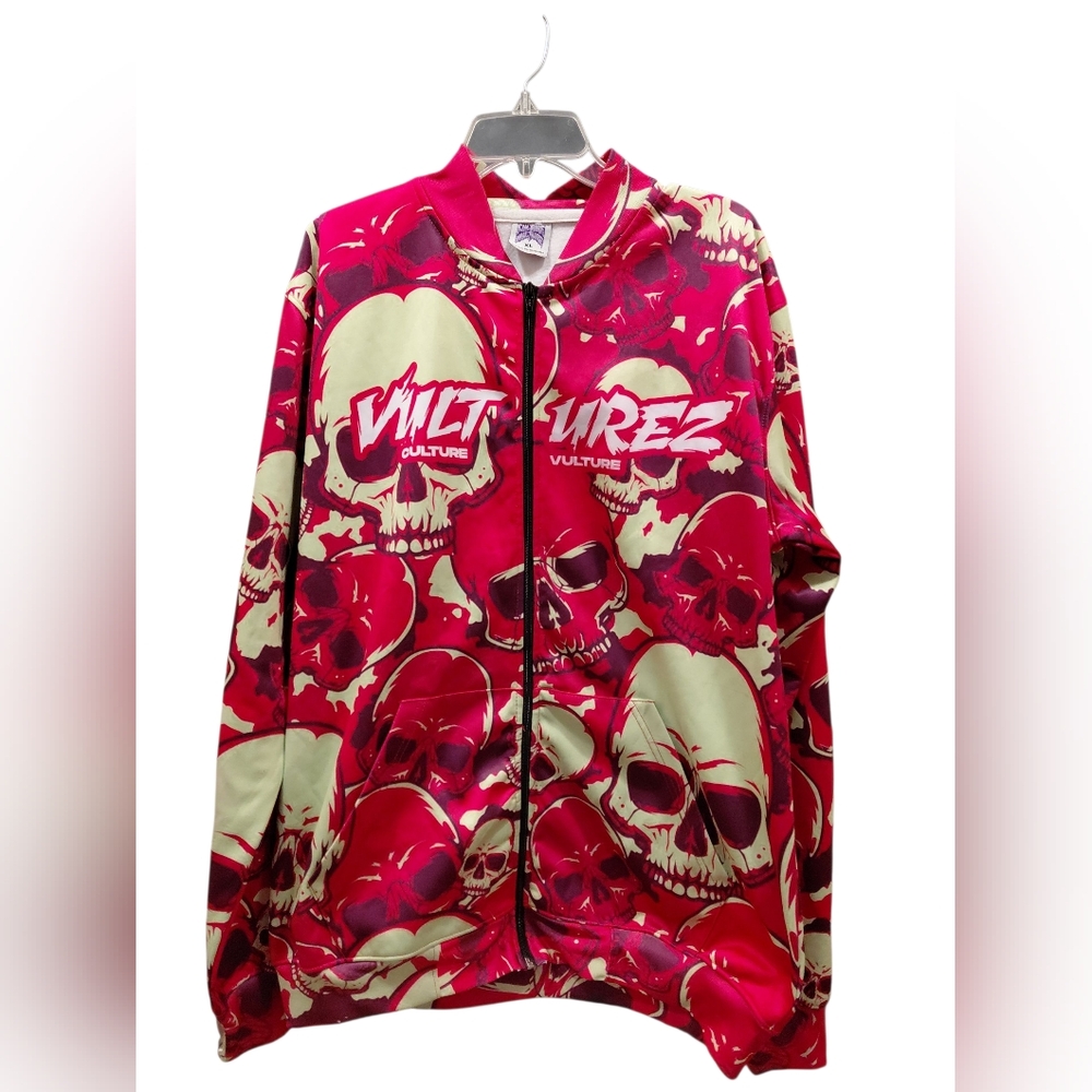 "Vulture Culture" NWT Hot Pink and Yellow Skull Bomber Streetwear Jacket No flaw
